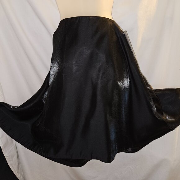 New MED A-line SKIRT Retro Rockabilly Stunning Iridescent Silk - Picture 3 of 15